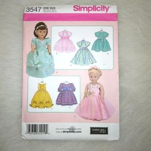 Simplicity 3547 Gowns & Dresses for American Girl Doll and 18" doll